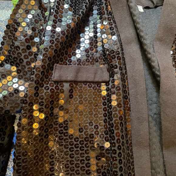 Very cool vintage Lew Megram New York Black sequin duster jacket blazer size M - Picture 2 of 9
